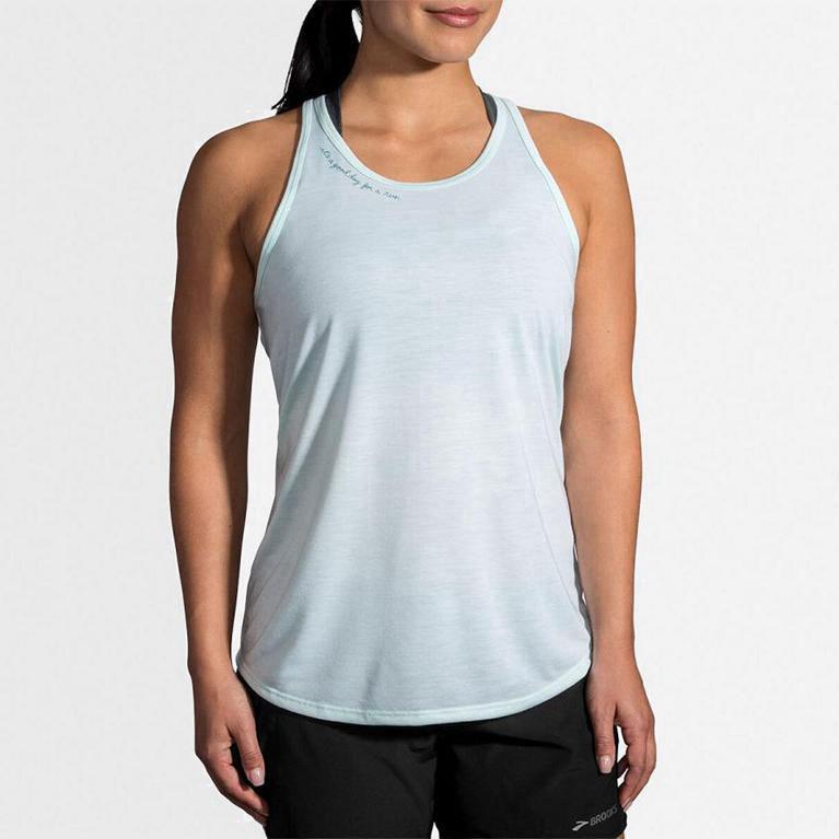 Brooks Women's Distance Graphic Running Tank Top Singapore - White (93467-QYGR)